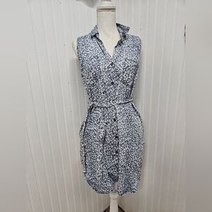 Sleeveless Blue Animal Print Dress Velvet Heart S